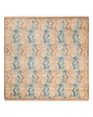 Traditional Mogul Brown Wool Square Area Rug 4' 8" x 4' 9" - Solo Rugs