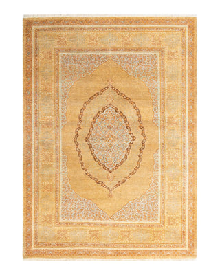 Traditional Mogul Yellow Wool Area Rug 4' 8" x 6' 7" - Solo Rugs
