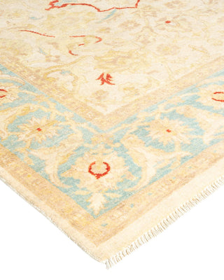 Contemporary Eclectic Ivory Wool Area Rug 4' 2" x 6' 3" - Solo Rugs