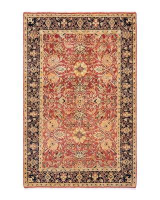 Contemporary Eclectic Orange Wool Area Rug 4' 1" x 6' 4" - Solo Rugs