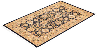 Traditional Mogul Black Wool Area Rug 3' 2" x 5' 3" - Solo Rugs