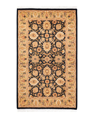 Traditional Mogul Black Wool Area Rug 3' 2" x 5' 3" - Solo Rugs