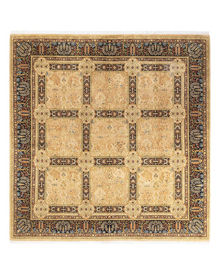 Traditional Mogul Yellow Wool Area Rug 8' 1" x 8' 4" - Solo Rugs