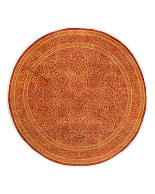 Traditional Mogul Orange Wool Round Area Rug 10' 1" x 10' 1" - Solo Rugs