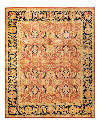 Traditional Mogul Orange Wool Area Rug 8' 2" x 10' 2" - Solo Rugs