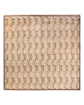Traditional Mogul Brown Wool Square Area Rug 9' 10" x 10' 3" - Solo Rugs