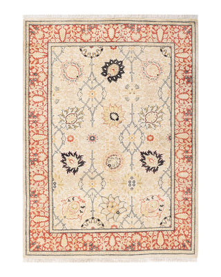 Traditional Mogul Ivory Wool Area Rug 4' 2" x 5' 8" - Solo Rugs