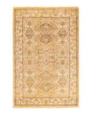 Traditional Mogul Green Wool Area Rug 4' 1" x 6' 2" - Solo Rugs