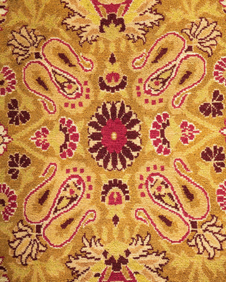 Traditional Mogul Yellow Wool Area Rug 9' 1" x 13' 0" - Solo Rugs
