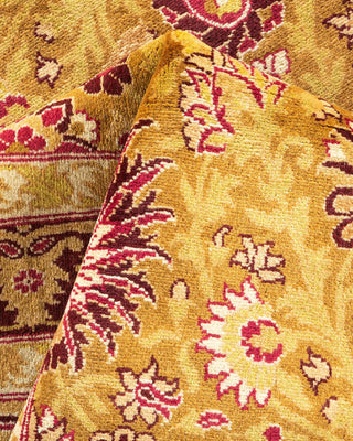 Traditional Mogul Yellow Wool Area Rug 9' 1" x 13' 0" - Solo Rugs