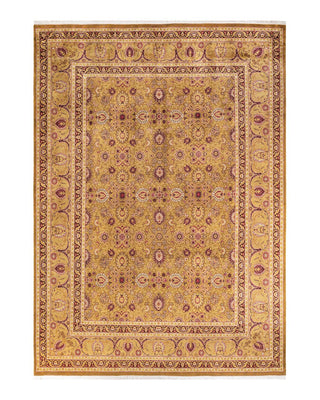 Traditional Mogul Yellow Wool Area Rug 9' 1" x 13' 0" - Solo Rugs