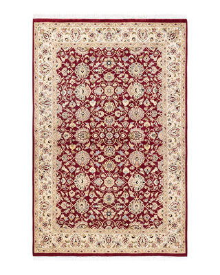 Traditional Mogul Orange Wool Area Rug 4' 1" x 6' 3" - Solo Rugs