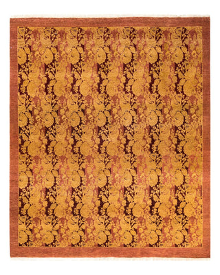 Traditional Mogul Pink Wool Square Area Rug 6' 0" x 6' 4" - Solo Rugs