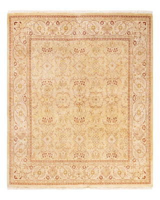 Traditional Mogul Ivory Wool Square Area Rug 6' 0" x 6' 3" - Solo Rugs