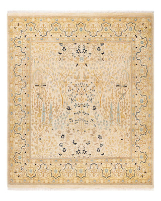 Traditional Mogul Ivory Wool Square Area Rug 6' 3" x 6' 4" - Solo Rugs