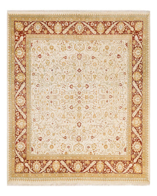 Traditional Mogul Ivory Wool Square Area Rug 6' 2" x 6' 4" - Solo Rugs