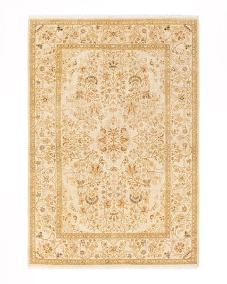 Traditional Mogul Ivory Wool Area Rug 6' 0" x 8' 9" - Solo Rugs