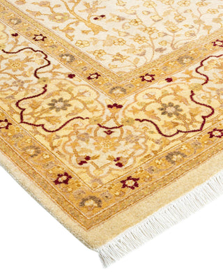 Traditional Mogul Ivory Wool Area Rug 6' 3" x 8' 9" - Solo Rugs