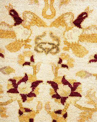 Traditional Mogul Ivory Wool Area Rug 6' 3" x 8' 9" - Solo Rugs