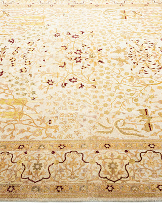 Traditional Mogul Ivory Wool Area Rug 6' 3" x 8' 9" - Solo Rugs