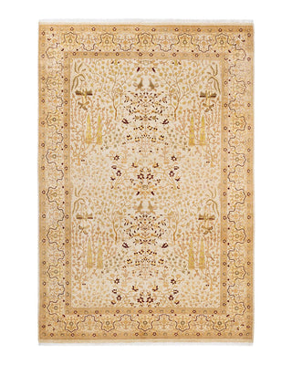 Traditional Mogul Ivory Wool Area Rug 6' 3" x 8' 9" - Solo Rugs