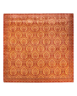 Traditional Mogul Red Wool Square Area Rug 9' 1" x 9' 1" - Solo Rugs