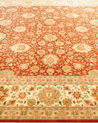 Traditional Mogul Orange Wool Area Rug 9' 3" x 12' 3" - Solo Rugs