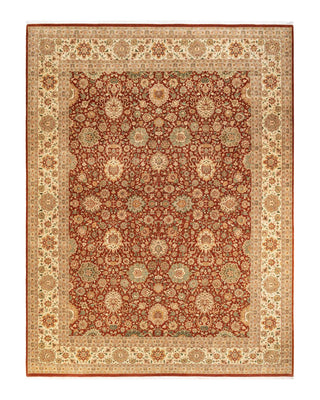 Traditional Mogul Orange Wool Area Rug 9' 3" x 12' 3" - Solo Rugs
