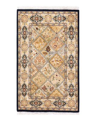 Traditional Mogul Brown Wool Area Rug 2' 8" x 4' 2" - Solo Rugs