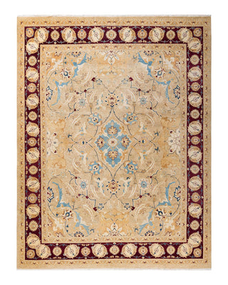 Traditional Mogul Yellow Wool Area Rug 8' 1" x 10' 7" - Solo Rugs