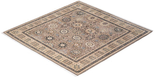 Traditional Mogul Light Gray Wool Square Area Rug 6' 0" x 6' 3" - Solo Rugs