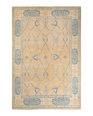 Contemporary Eclectic Ivory Wool Area Rug 6' 0" x 8' 10" - Solo Rugs