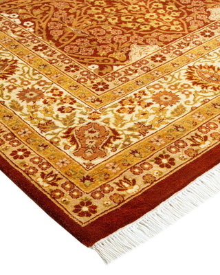 Traditional Mogul Orange Wool Area Rug 6' 1" x 9' 5" - Solo Rugs