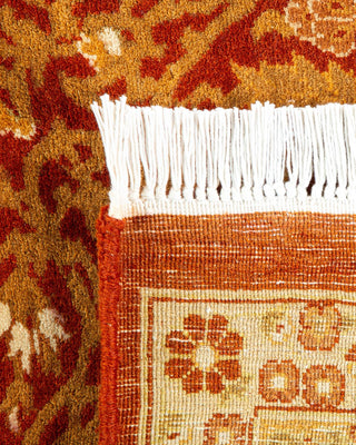 Traditional Mogul Orange Wool Area Rug 6' 1" x 9' 5" - Solo Rugs