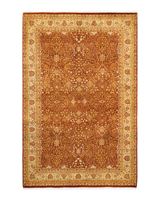 Traditional Mogul Orange Wool Area Rug 6' 1" x 9' 5" - Solo Rugs