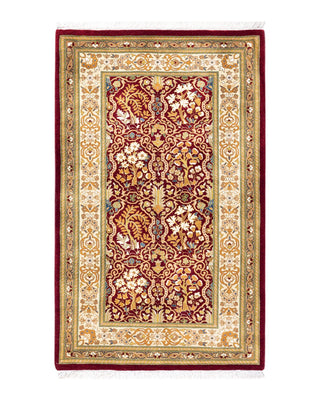 Traditional Mogul Red Wool Area Rug 2' 9" x 4' 6" - Solo Rugs
