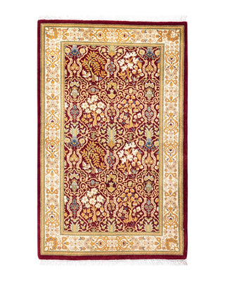 Traditional Mogul Red Wool Area Rug 2' 8" x 4' 3" - Solo Rugs