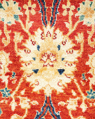 Contemporary Eclectic Orange Wool Area Rug 4' 0" x 6' 1" - Solo Rugs