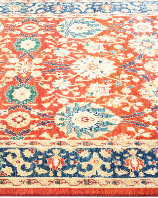 Contemporary Eclectic Orange Wool Area Rug 4' 0" x 6' 1" - Solo Rugs