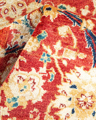 Contemporary Eclectic Orange Wool Area Rug 4' 0" x 6' 1" - Solo Rugs