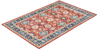Contemporary Eclectic Orange Wool Area Rug 4' 0" x 6' 1" - Solo Rugs