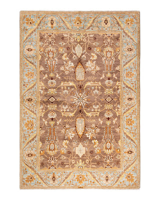 Contemporary Eclectic Brown Wool Area Rug 6' 3" x 8' 10" - Solo Rugs