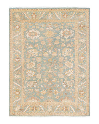 Traditional Mogul Light Blue Wool Area Rug 4' 4" x 5' 10" - Solo Rugs