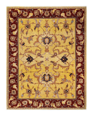 Contemporary Eclectic Yellow Wool Area Rug 9' 1" x 11' 5" - Solo Rugs