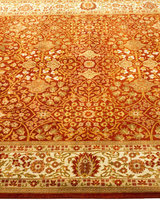 Traditional Mogul Orange Wool Area Rug 5' 2" x 8' 3" - Solo Rugs