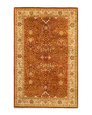 Traditional Mogul Orange Wool Area Rug 5' 2" x 8' 3" - Solo Rugs
