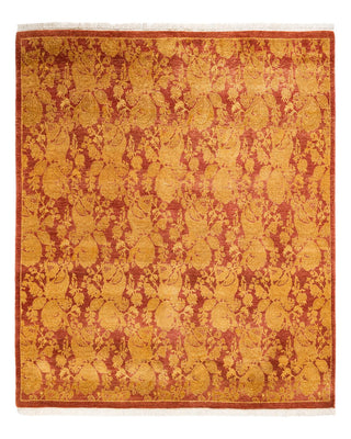 Traditional Mogul Pink Wool Square Area Rug 4' 7" x 4' 9" - Solo Rugs
