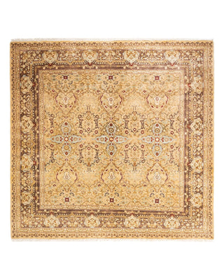 Traditional Mogul Yellow Wool Square Area Rug 6' 1" x 6' 3" - Solo Rugs