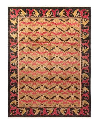Contemporary Arts & Crafts Yellow Wool Area Rug 10' 1" x 13' 2" - Solo Rugs