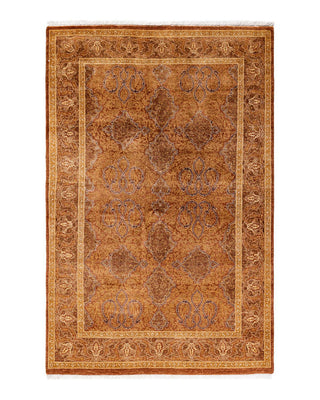 Traditional Mogul Yellow Wool Area Rug 4' 0" x 6' 2" - Solo Rugs